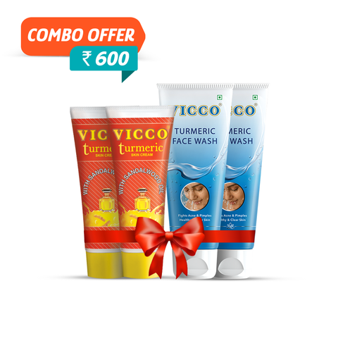 Vicco Turmeric Skin Cream and Facewash Combo pack